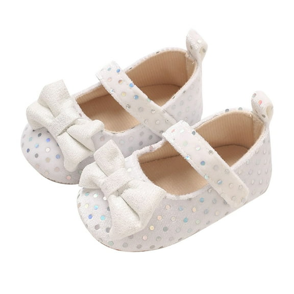 Infant Baby Girls Soft Sole Bowknot Princess Wedding Dress Mary Jane Flats First Walker Newborn Light Baby Sneaker Shoes Footwear (3-6 Months, White)