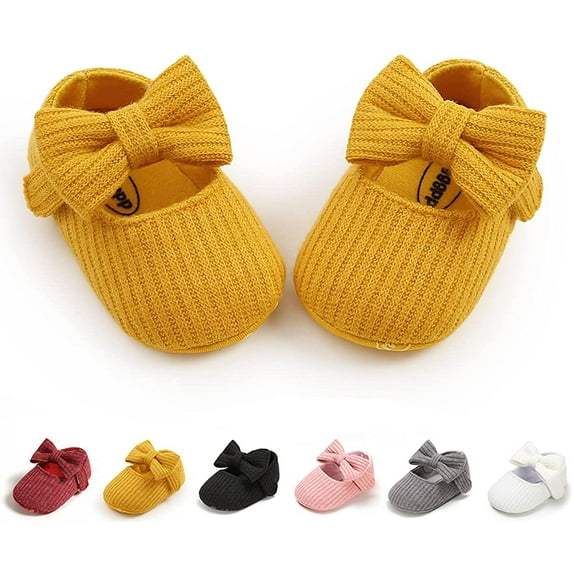 Infant Baby Girls Soft Sole Bowknot Princess Wedding Dress Mary Jane Flats Prewalker Newborn Light Baby Sneaker Shoes 0-18 Months