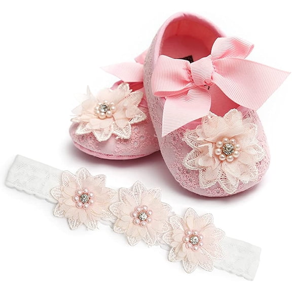 Infant Baby Girls Soft Sole Bowknot Princess Wedding Dress Mary Jane Flats Prewalker Newborn Light Baby Sneaker Shoes 0-18 Months