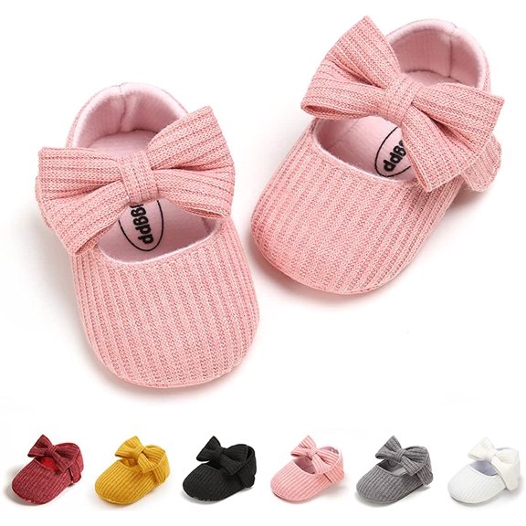 Infant Baby Girls Soft Sole Bowknot Princess Wedding Dress Mary Jane Flats Prewalker Newborn Light Baby Sneaker Shoes 0-18 Months