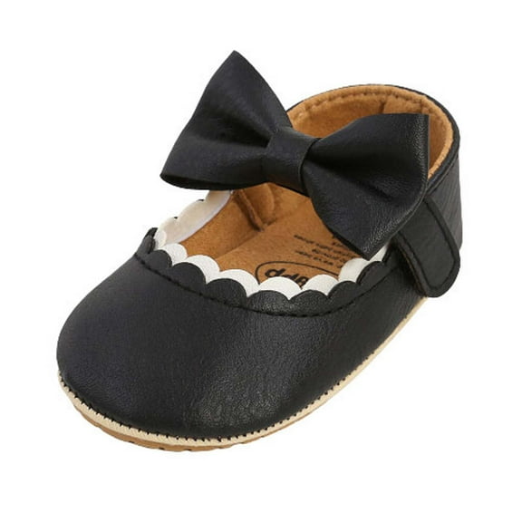 Infant Baby Girls Soft Sole Bowknot Princess Wedding Dress Mary Jane Flats Prewalker Newborn Light Baby Sneaker Shoes