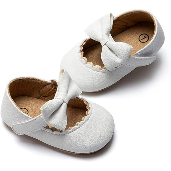 Infant Baby Girls Soft Sole Bowknot Princess Wedding Dress Mary Jane Flats Prewalker Newborn Light Baby Sneaker Shoes