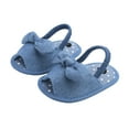 thumbnail image 1 of Infant Baby Girls Summer Bow Knot Sandals with Flower Soft Sole Newborn Toddler First Walker Crib Dress Non Slip Flats Beach Shoes (3-6 Months, Blue), 1 of 8