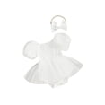 thumbnail image 1 of Infant Baby Girls Summer Romper Dress Short Puff Sleeve Tulle Patchwork Romper with Headband, 1 of 8