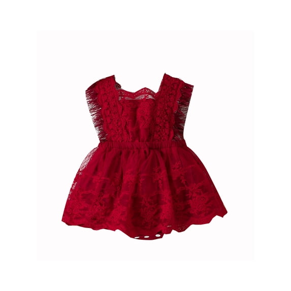 Infant Baby Girls Summer Romper Dress Sleeveless Feather Decor Sweet Lace Romper