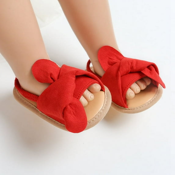 Infant Baby Girls Summer Sandals with Flower Soft Sole Newborn Toddler First Walker Crib Dress Shoes 0-18Months