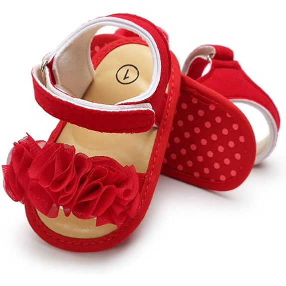 Infant Baby Girls Summer Sandals with Flower Soft Sole Newborn Toddler First Walker Crib Dress Shoes