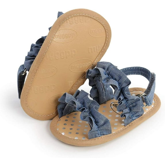 Infant Baby Girls Summer Sandals with Flower Soft Sole Newborn Toddler First Walker Crib Dress Shoes