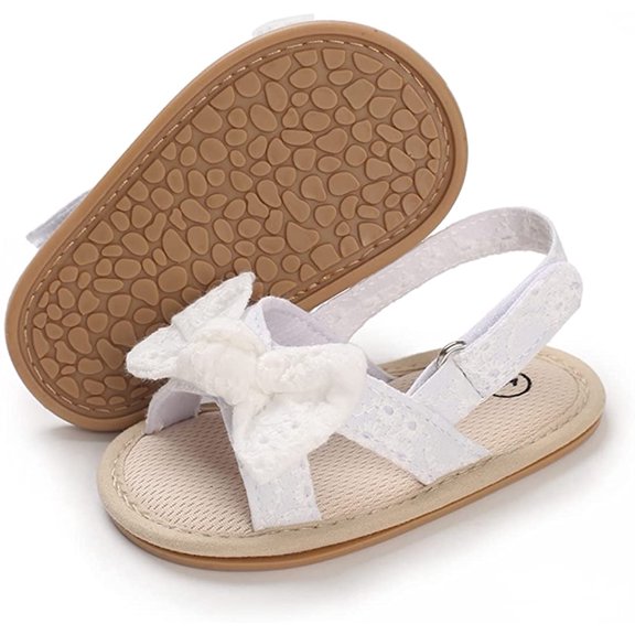 Infant Baby Girls Summer Sandals with Flower Soft Sole Newborn Toddler First Walker Crib Dress Shoes