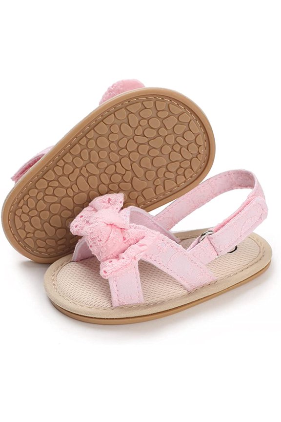 Infant Baby Girls Summer Sandals with Flower Soft Sole Newborn Toddler First Walker Crib Dress Shoes