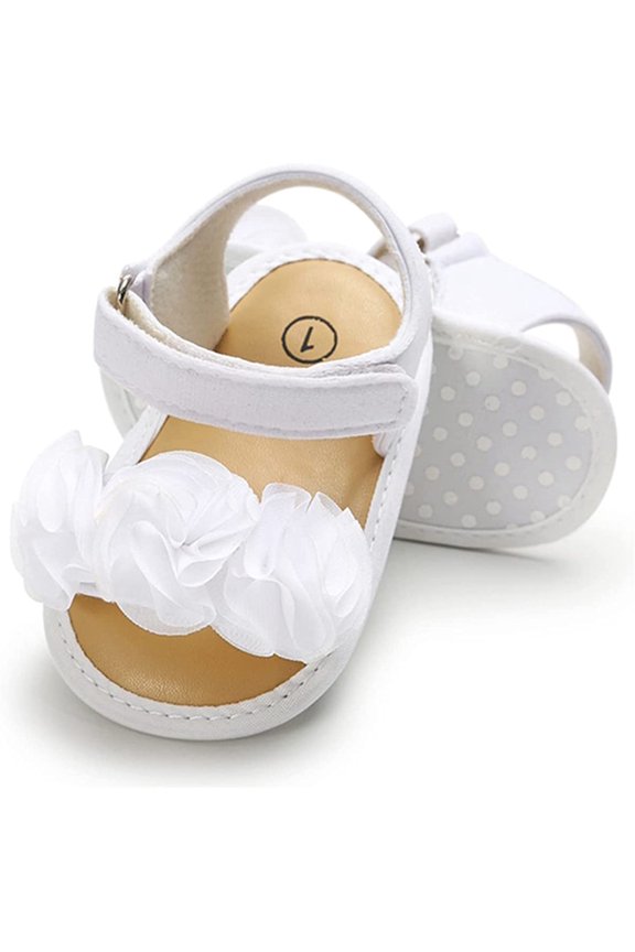 Infant Baby Girls Summer Sandals with Flower Soft Sole Newborn Toddler First Walker Crib Dress Shoes