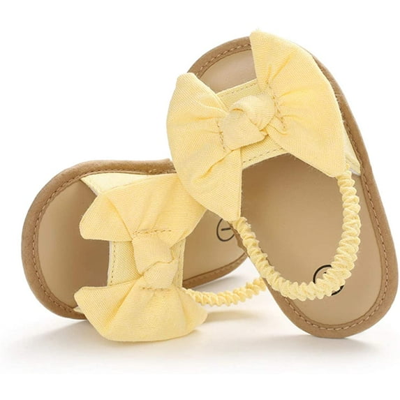 Infant Baby Girls Summer Sandals with Flower Soft Sole Newborn Toddler First Walker Crib Dress Shoes