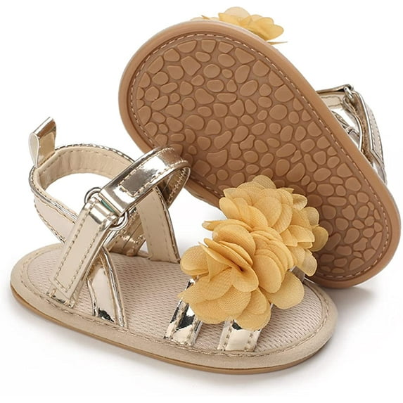 Infant Baby Girls Summer Sandals with Flower Soft Sole Newborn Toddler First Walker Crib Dress Shoes