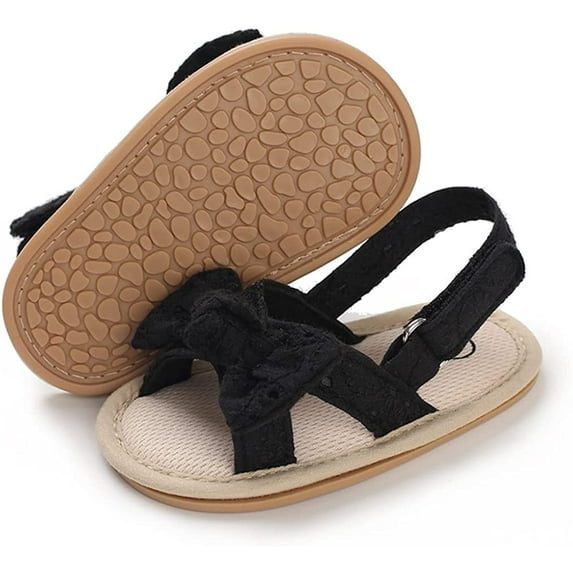 Infant Baby Girls Summer Sandals with Flower Soft Sole Newborn Toddler First Walker Crib Dress Shoes
