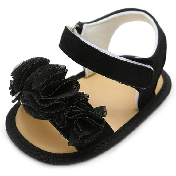 Infant Baby Girls Summer Sandals with Flower Soft Sole Newborn Toddler First Walker Crib Dress Shoes