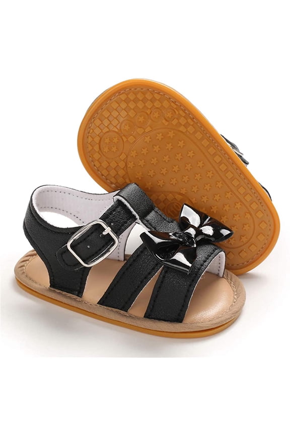 Infant Baby Girls Summer Sandals with Flower Soft Sole Newborn Toddler First Walker Crib Dress Shoes
