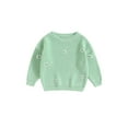 thumbnail image 1 of Infant Baby Girls Sweaters Long Sleeve Crew Neck Flower Print Loose Knitted Pullovers 3 6 9 12 18 24 Months Newborn Fall Winter Warm Clothes, 1 of 8
