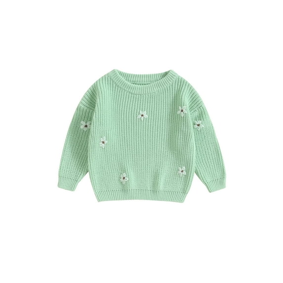 Infant Baby Girls Sweaters Long Sleeve Crew Neck Flower Print Loose Knitted Pullovers 3 6 9 12 18 24 Months Newborn Fall Winter Warm Clothes