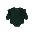 thumbnail image 1 of Infant Baby Girls Sweatshirt Jumpsuit Solid Color Round Neck Ruffled Long Sleeve Romper, 1 of 8