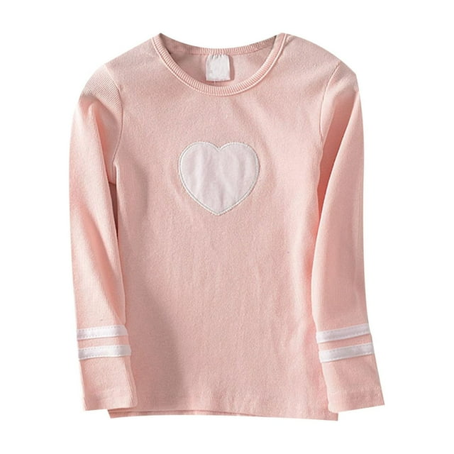 Baby Girls' T Shirt Spring Fall New Long Sleeved Embroidered Heart