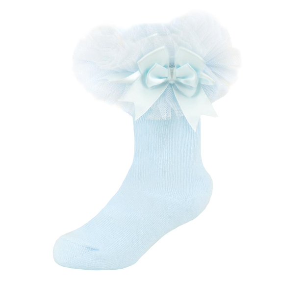 Infant Baby Girls Tutu Socks with Bow Comfortable - Socks AZ867 Blue 6-12 M