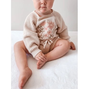 Autumn Baby Girls Flowers Embroidered Pattern Long-sleeved bodysuit and Dress – Princess Sister Matching Set