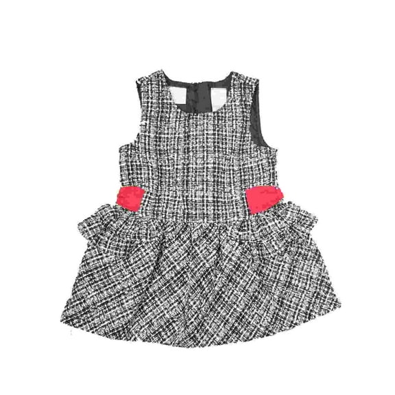 Infant Baby Girls White Black Tweed Christmas Holiday Fancy Party Dress 12M