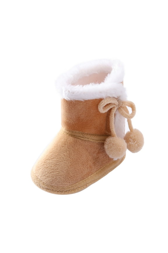 Infant Baby Girls Winter Boots - Toddler Fleece Lined Snow Boot - Non Slip Warm Newborn Ankle Boots Shoes Khaki 6-12 Months
