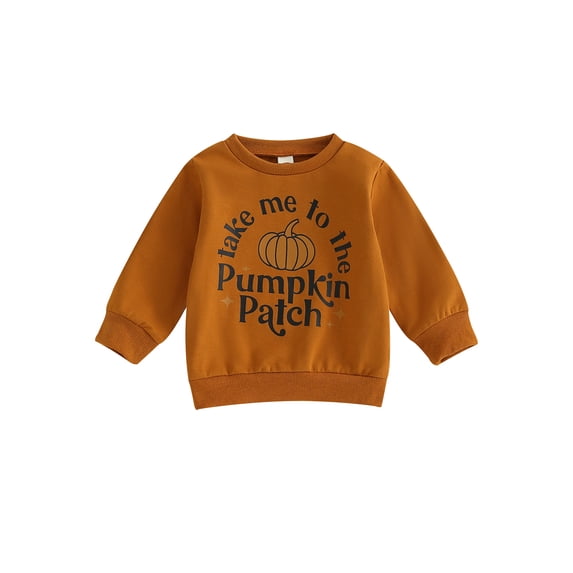 Infant Baby Halloween Sweatshirt Casual Pumpkin Patch Letter Print Long Sleeve Pullovers for Toddler Girl Boy Thanksgiving Fall Tops