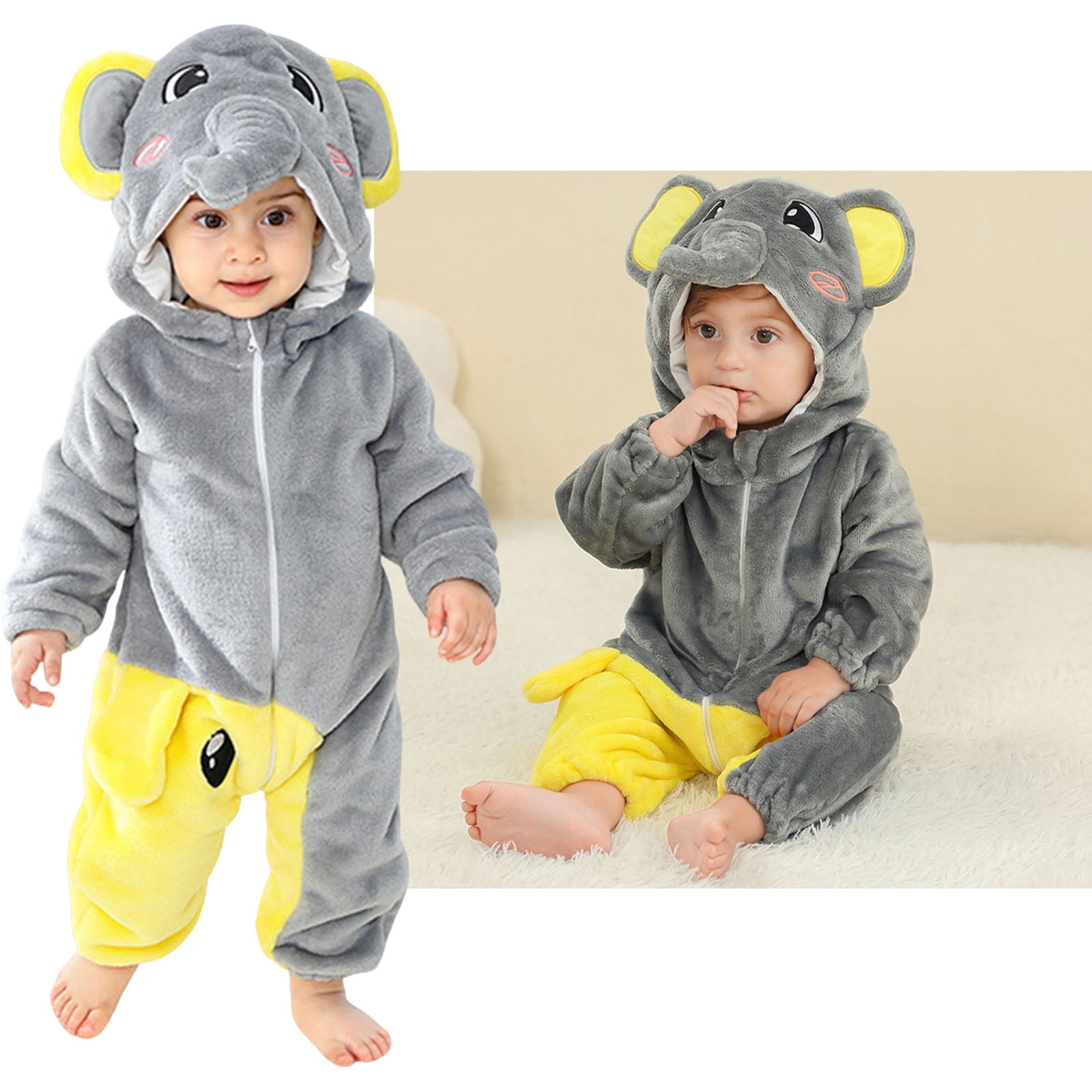 Baby Hooded Romper Baby Animal Outfit Long Sleeve Romper Baby Christmas Outfit Baby Boy Outfits 3-6 Months