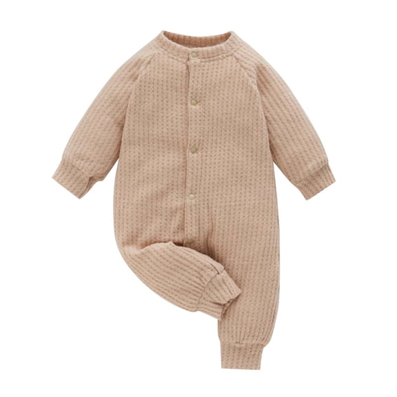 Infant Baby Jumpsuit Winter Baby Girls Baby Girl Long Sleeved Fleece To Keep Warm Jumpsuit New Casual Winter Jumpsuits Khaki 9-12 Months