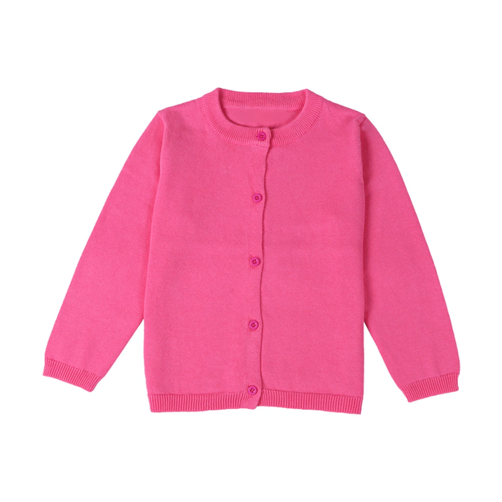 Baby Kids Cardigan Sweater with Button Long Sleeve Crewneck Cotton