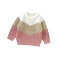 thumbnail image 1 of Infant Baby Knit Sweaters Cute Long Sleeve Round Neck Contrast Color Pullover Tops Sweatshirts, 1 of 8