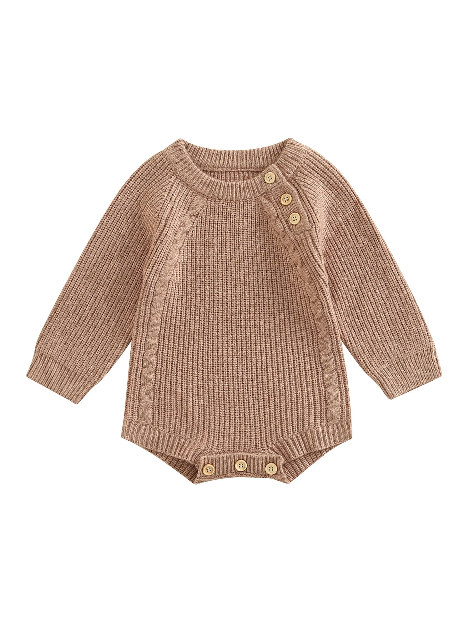Solid Imitation Knitting Lapel Long-sleeve Baby Jumpsuit