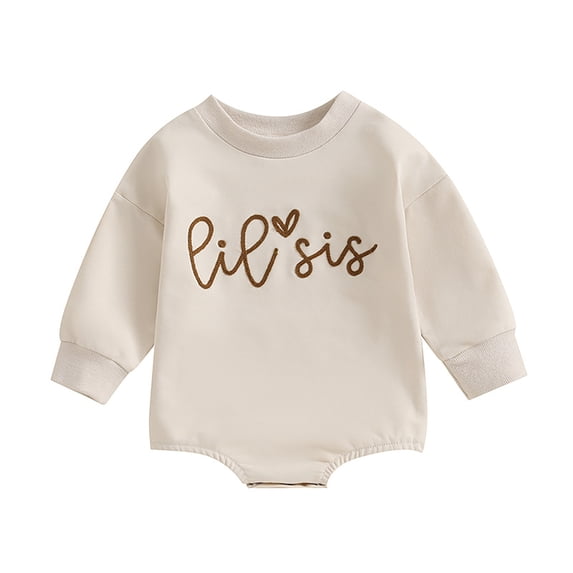 Baby Long-Sleeve Bodysuit Clothes Pullover Sweatshirt Romper Fall Winter Cute Sister Matching Outfits Romper Size 6-12 Months