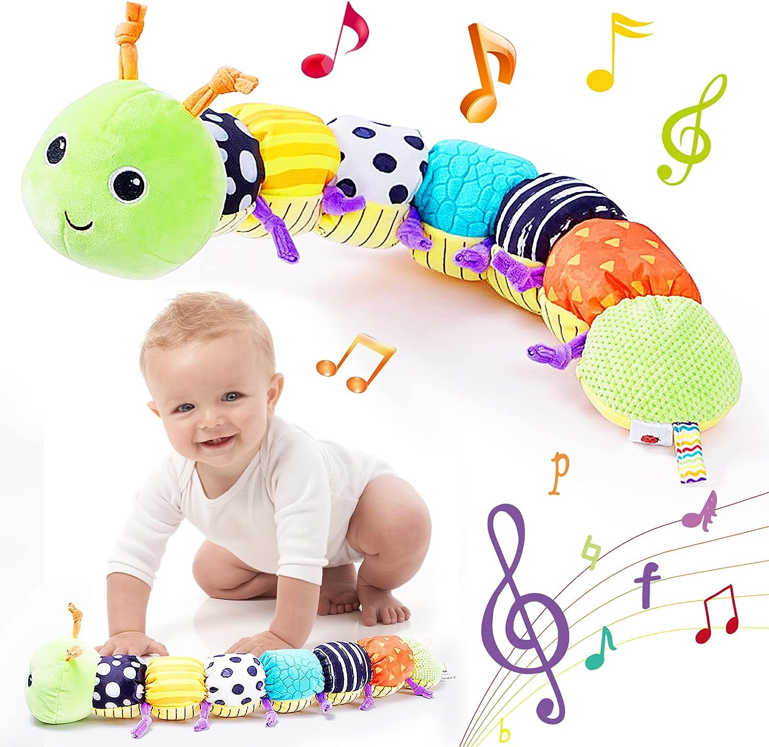 Infant Baby Musical Stuffed Animal Activity Soft Toys, Green