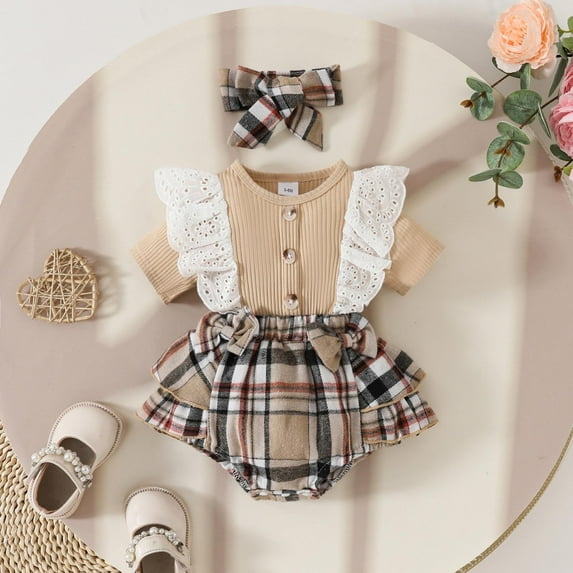 Baby Outfits For Girls Lace Toddler Girl Summer Outfits Short Sleeve Preemie Clothes Girl Baby Girl Outfits 6-9 Months Cute boys' and girls' clothing