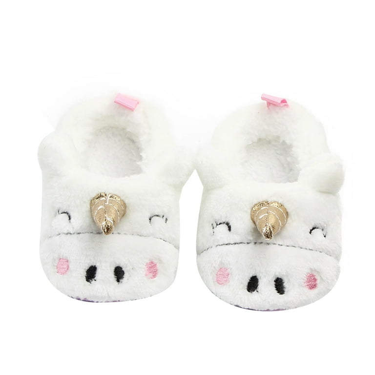 Infant Baby Plush Slippers Soft Anti Slip Cartoon Unicorn Winter