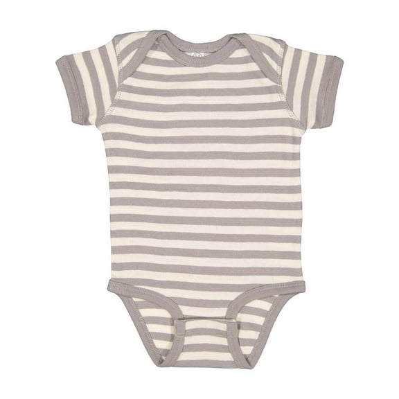 Infant Baby Rib Bodysuit , Titanium / Natural Stripe , NB