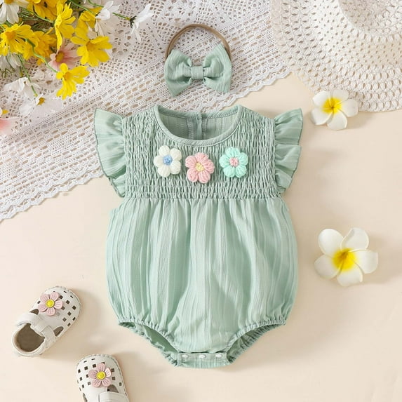 Baby Romper Cartoon Summer Rompers Aircraft sleeve Baby Girl Clothes Baby Girl Clothes 0-3 Months Cute boys' and girls' clothing