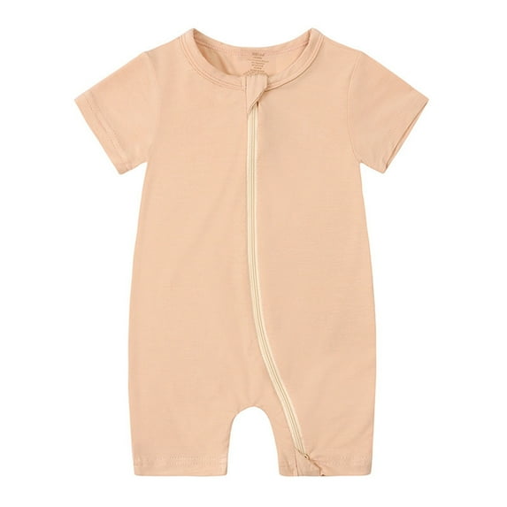 Baby Romper - Short Sleeve, Zipper Closure, Cotton Blend, for Quick Diaper Changes - Unisex, Sizes 3-24