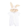 thumbnail image 1 of Baby Romper Unisex Easter Zipper Hooded Rabbit Jumpsuit Short Sleeve Soft White 9 Months-12 Months, 1 of 6