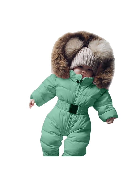 Infant Baby Snowsuit Warm Romper Hooded Coat for Infant Winter Coat Long Sleeve Windproof Newborn Winter Suit 12-18 Months