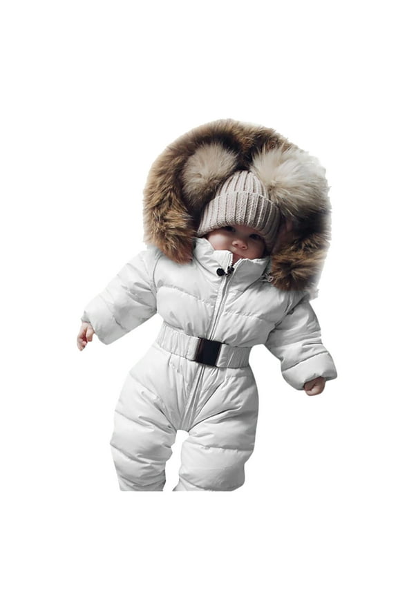 Infant Baby Snowsuit Winter Outwear Romper for Newborn Baby Winter Coat Long Sleeve Windproof Newborn Winter Suit 18-24 Months
