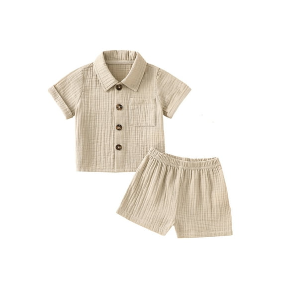 Infant Baby Summer Outfits, Short Sleeve Button Down Lapel Shirt Shorts Set