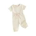 thumbnail image 1 of Infant Baby Summer Romper Casual Short Sleeve Round Neck Solid Color Jumpsuit, 1 of 8