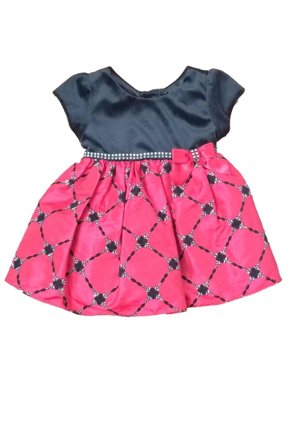 Infant Baby Toddler Girls Black Velvet Red Christmas Holiday Party Dress 12M