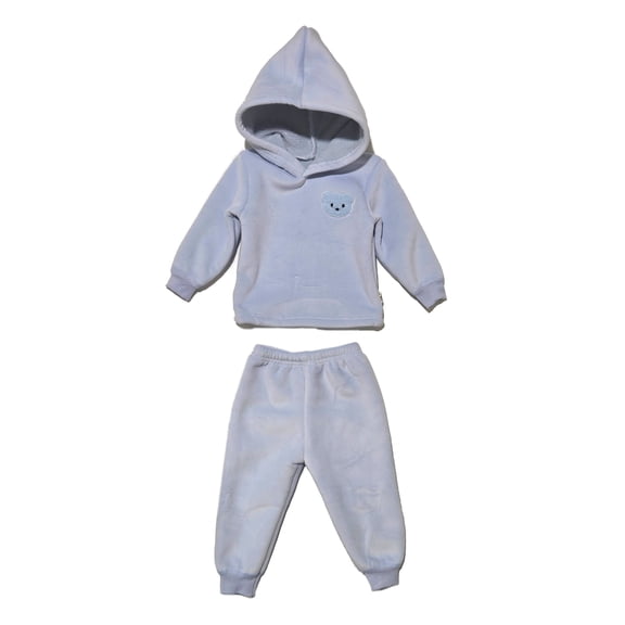 Infant Baby Unisex 2-Piece Plush Velour Outfit Set, Long Sleeve Hoodie and Jogger Pants