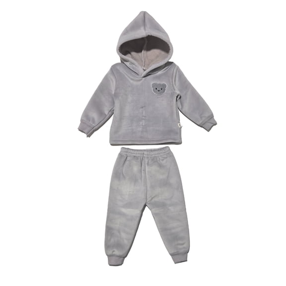 Infant Baby Unisex 2-Piece Plush Velour Outfit Set, Long Sleeve Hoodie and Jogger Pants