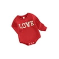 thumbnail image 1 of Infant Baby Valentine's Day Jumpsuit Letter Embroidery Print Round Neck Long Sleeve Romper, 1 of 8